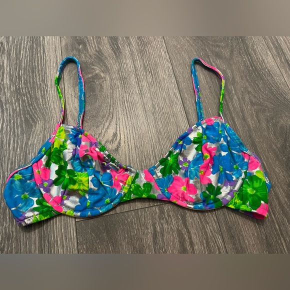 Vintgae studio la Blanca neon foil bikini top. - Picture 2 of 8